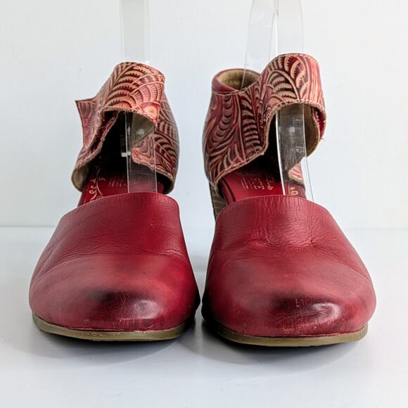 Spring Step Shoes L'Artiste Toolie Womens 41 Red Heels Leather D'Orsay Mary Jane - Picture 5 of 16